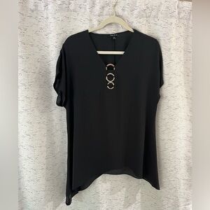 Sami & Jo black blouse with ring trim
